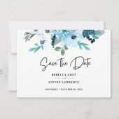 エレガント春ダスティ青フローラ結婚ズ セーブザデート (正面)