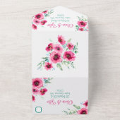 エレガント春ピンクウォーター色フローラ結婚ズ オールインワン招待状 (外側)