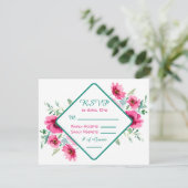 エレガント春ピンクフローラ結婚式RSVP 招待状 (スタンド正面)