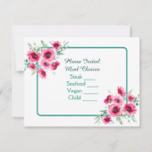 エレガント春ピンクフローラ結婚式RSVP 招待状 (裏面)