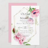 エレガント春ピンクポピーフローラ 招待状 (正面/裏面)