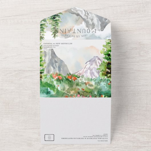 エレガント春フローラマウン結婚テン オールインワン招待状 (外側)