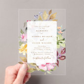 エレガント春フローラ水の色結婚の アクリル招待状 (インサイチュ (ポータブル))