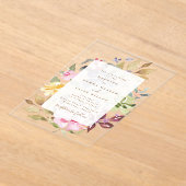 エレガント春フローラ水の色結婚の アクリル招待状 (レイダウン)