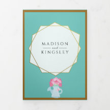 エレガント春フローラ結婚ティール（緑がかった色）ズFab