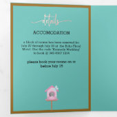 エレガント春フローラ結婚ティール（緑がかった色）ズFab 三つ折り招待状 (内部最初)