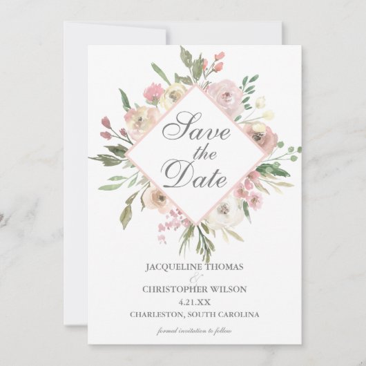 エレガント春フローラ赤面パイ結婚ニーズ セーブザデート (正面)