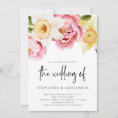 エレガント春フローラQRコー結婚ド 招待状 (正面)