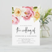 エレガント春フローラQRコー結婚ド 招待状 (スタンド正面)