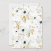 エレガント春ブルー&ホワイトフローラブライダルシャワー 招待状 (裏面)