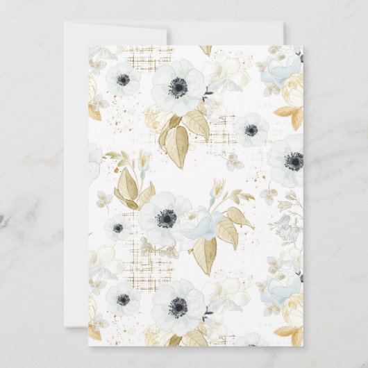 エレガント春ブルー&ホワイトフローラベビーシャワー 招待状 (裏面)