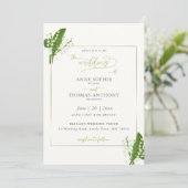 エレガント春リリー・オブ・ザ・バレー・金ゴールド結婚ズ 招待状 (スタンド正面)
