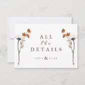 エレガント春ワイルドフラワー結婚の詳細カード サンキューカード (正面)