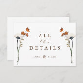 エレガント春ワイルドフラワー結婚の詳細カード サンキューカード (正面/裏面)
