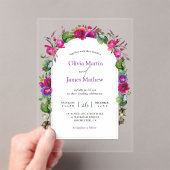 エレガント春夏ピンク紫結婚の花 アクリル招待状 (インサイチュ (ポータブル))