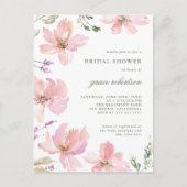 エレガント春水彩フローラブライダルシャワー インビテーションポストカード (正面)