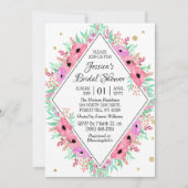 エレガント春水彩フローラブライダルシャワー 招待状 (正面)