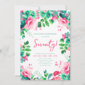 エレガント春水彩フローラ70誕生日 招待状 (正面)