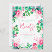 エレガント春水彩フローラ90誕生日 招待状 (正面)