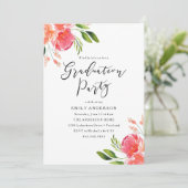 エレガント春水彩画フローラ卒業パーティー 招待状 (スタンド正面)
