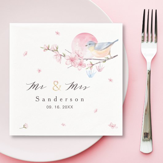 エレガント春結婚フローラ スタンダードカクテルナプキン