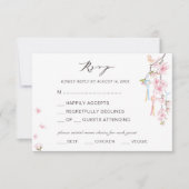 エレガント春結婚花 出欠カード (正面)