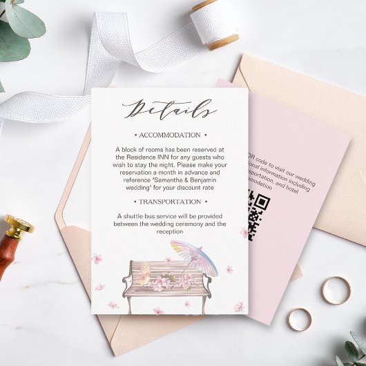 エレガント春結婚詳細 エンクロージャーカード