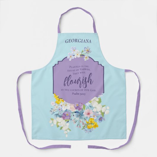 エレガント春花模様バイブルパーソナライズされた節 エプロン (正面)