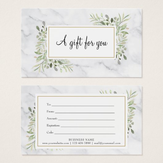 エレガント春葉大理石ギフト証明書 (正面&裏面)