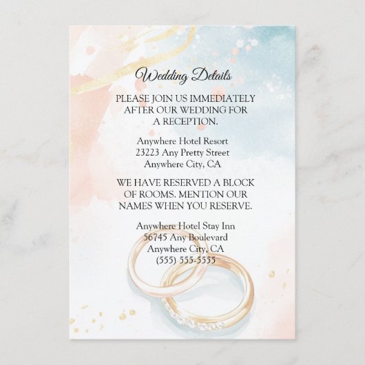 エレガント春金ゴールドリング結婚 エンクロージャーカード (正面)