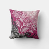 エレガント暗い赤紫色、白、グレー、黒のレースエフェクト クッション (正面)