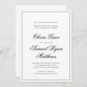 エレガント書クラシック縁ど白結婚字 招待状 (正面/裏面)