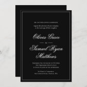 エレガント書クラシック縁どBLACK結婚's 招待状 (正面/裏面)