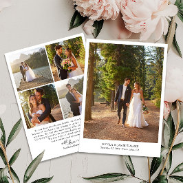 エレガント書シンプルモダン5結婚の写真 サンキューカード