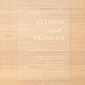 エレガント書シンプル結婚の透明 アクリル招待状 (正面)