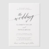 エレガント書シンプル結婚モダンミニマルの ベラム紙招待状 (正面)