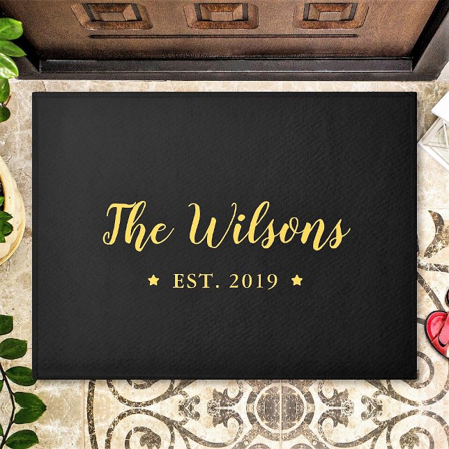 エレガント書パーソナライズされた家名 ドアマット (クリエイターアップロード済み)