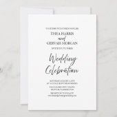 エレガント書ミニマル書結婚白 招待状 (正面)