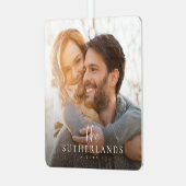 エレガント書モダン書クリスマス家族写真 メタルオーナメント (正面左)