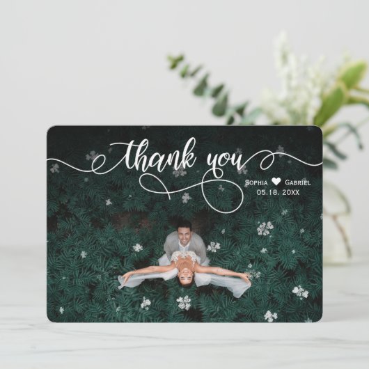 エレガント書モダン結婚の写真 サンキューカード (スタンド正面)