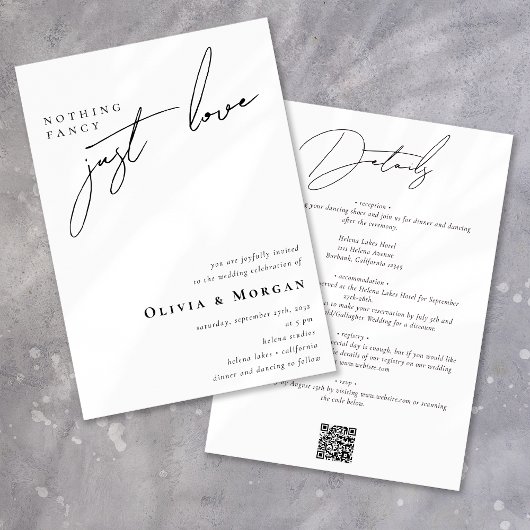 エレガント書モダンQRコード詳細結婚 招待状