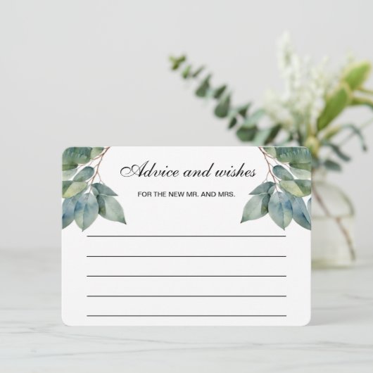 エレガント書ユーカリの水色緑 エンクロージャーカード (スタンド正面)