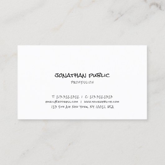 エレガント書文字シンプルテンプレートモダン 名刺 (裏面)