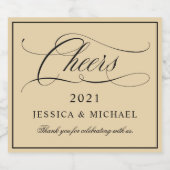 エレガント書結婚のワきらめくイン スパークリングワインラベル (シングルラベル)