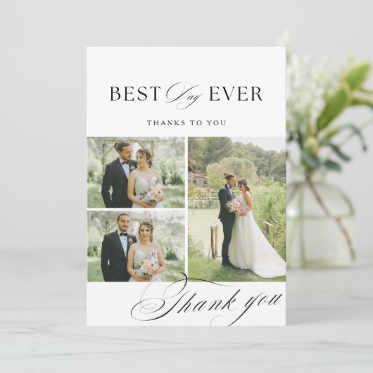 エレガント書結婚の写真サンキューカード サンキューカード (スタンド正面)