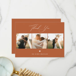 エレガント書結婚の写真サンキューカード サンキューカード