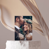 エレガント書結婚の写真サンキューカード サンキューカード