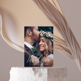 エレガント書結婚の写真サンキューカード サンキューカード