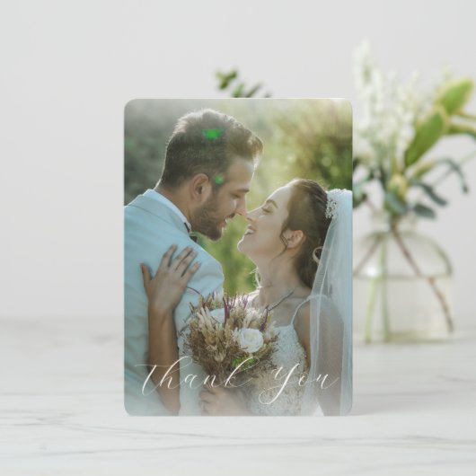 エレガント書結婚の写真サンキューカード 招待状 (スタンド正面)