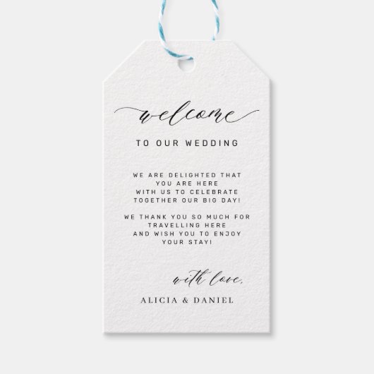 エレガント書結婚の歓迎バッグ ギフトタグ (正面)